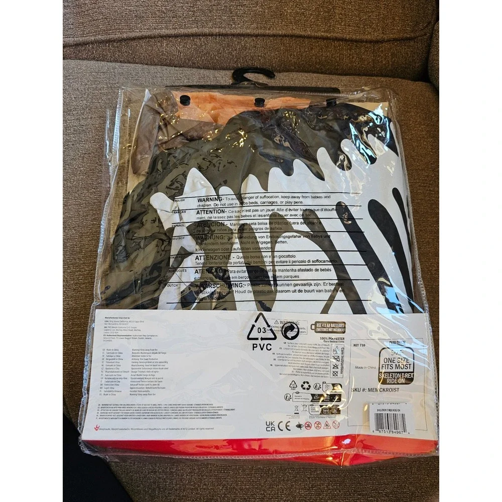 MorphCostumes Skeleton T Rex Ride On Inflatable Child Costume Fan Battery‎ Pack